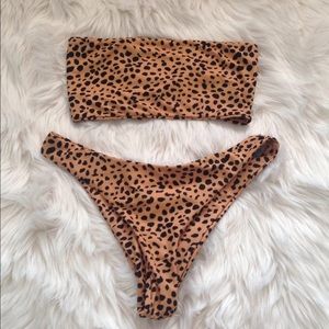 Leopard Print Lace Up Bikini